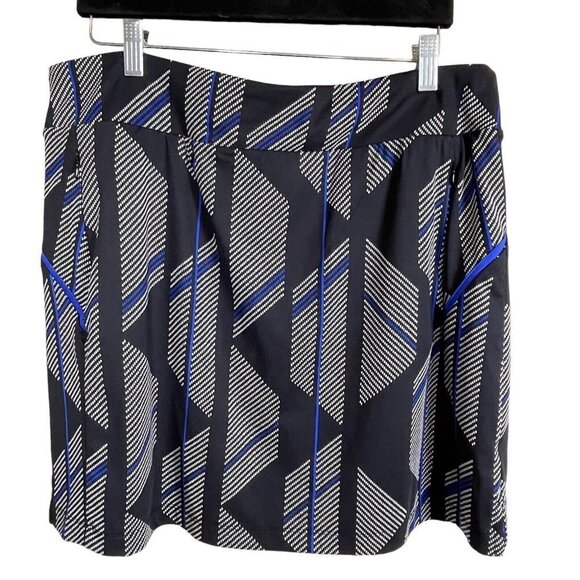 Tail Skort Jersey Black Blue White Geometric Zip Pockets‎ Skirt Size L - Picture 1 of 7